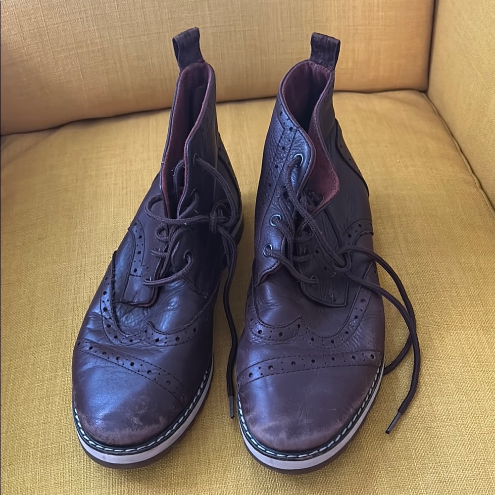 Toms Brown Suede Boots with Brogue Detailing
